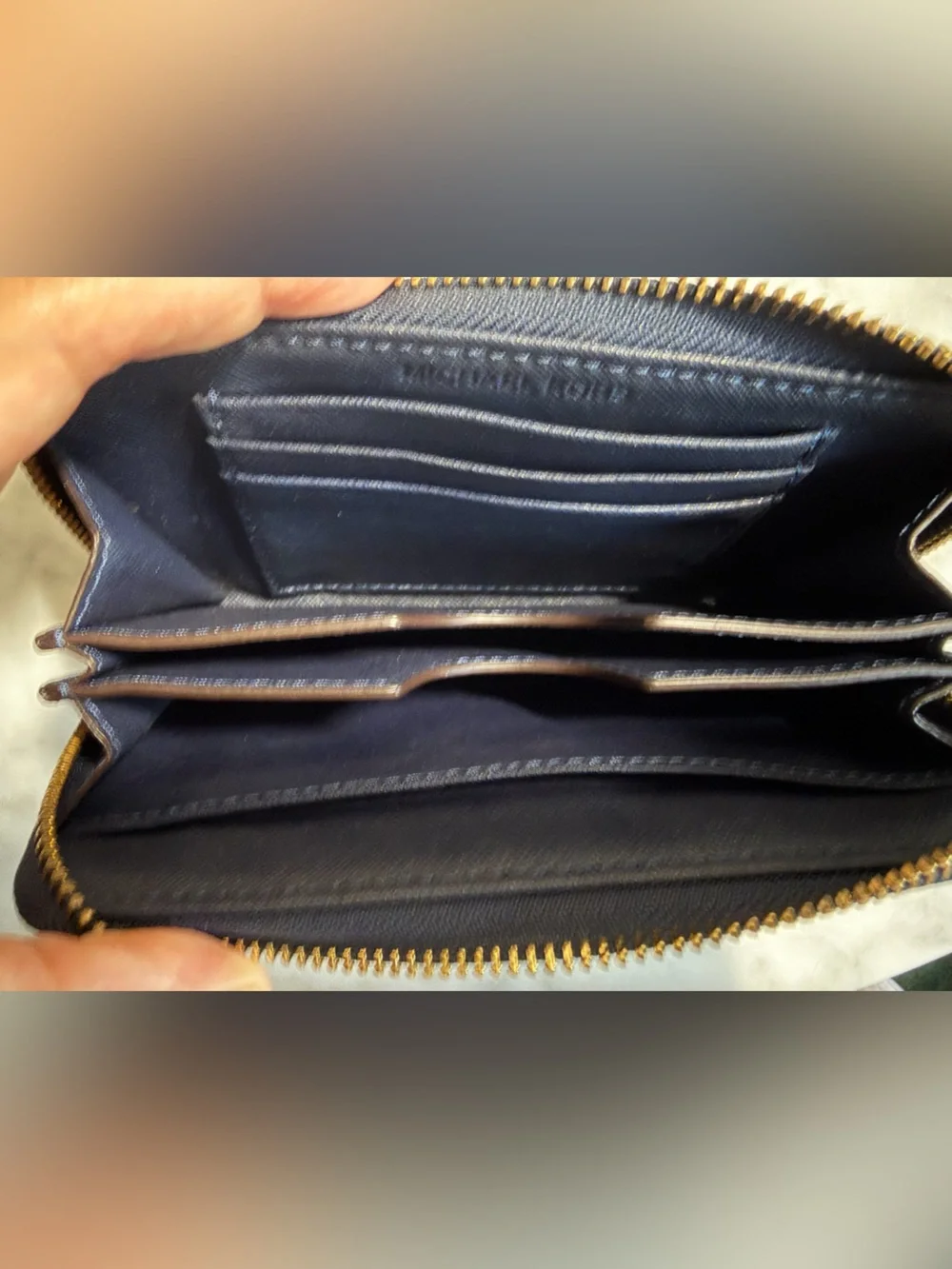 Michael Kors Navy Blue Jet Set Zip Around Wristlet Wallet